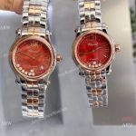 Copy Chopard Happy Sport Coral red 2-Tone Rose Gold Watches